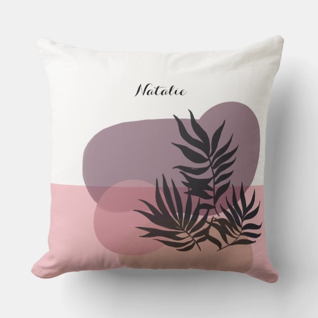 Zachte Pastel Roze Abstract Tropisch  Kussen (Voorkant)