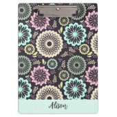 Zachte pastel roze blauwgroen bloem  Bloemnaam Klembord (Voorkant)