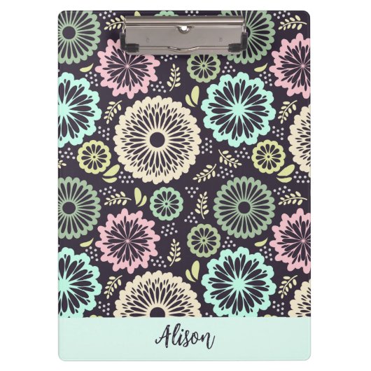 Zachte pastel roze blauwgroen bloem  Bloemnaam Klembord (Voorkant)