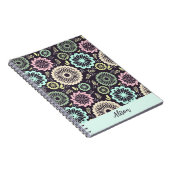 Zachte pastel roze blauwgroen bloem Bloemnaam Notitieboek (Rechterzijde)