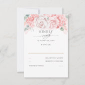 Zachte pastel roze bloemen bruiloft RSVP Kaartje (Voorkant)