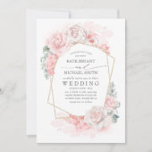 Zachte pastel roze bloemen elegante romantische br kaart (Voorkant)