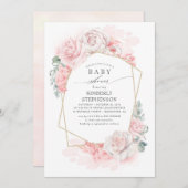 Zachte pastel roze bloemetjes Elegant Baby shower Kaart (Voorkant / Achterkant)