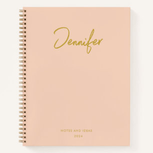 Zachte Pastel Roze Elegant Custom Handwrite Name Notitieboek