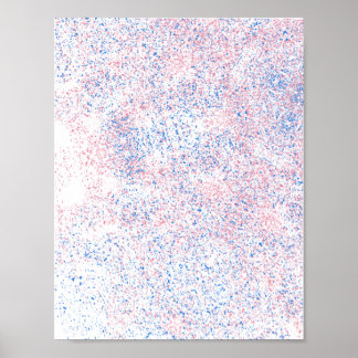 Zachte Pastel Roze en Blauwe Abstracte Spikkel Muu Poster