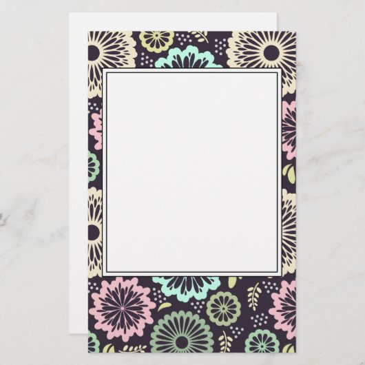 Zachte pastel roze en blauwgroen bloem  BotanicaL Briefpapier (Voorkant / Achterkant)