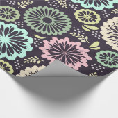 Zachte pastel roze en blauwgroen bloem BotanicaL Cadeaupapier (Hoek)