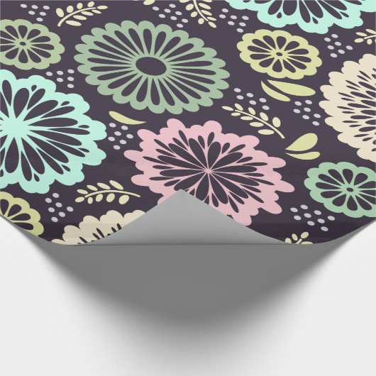 Zachte pastel roze en blauwgroen bloem BotanicaL Cadeaupapier (Hoek)