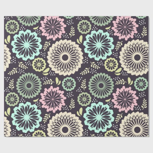 Zachte pastel roze en blauwgroen bloem BotanicaL Cadeaupapier (Vlak)
