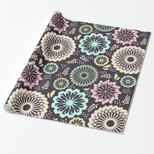 Zachte pastel roze en blauwgroen bloem  BotanicaL Cadeaupapier
