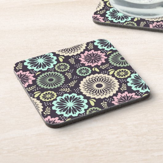 Zachte pastel roze en blauwgroen bloem  BotanicaL Drankjes Onderzetter (Linkerzijde)