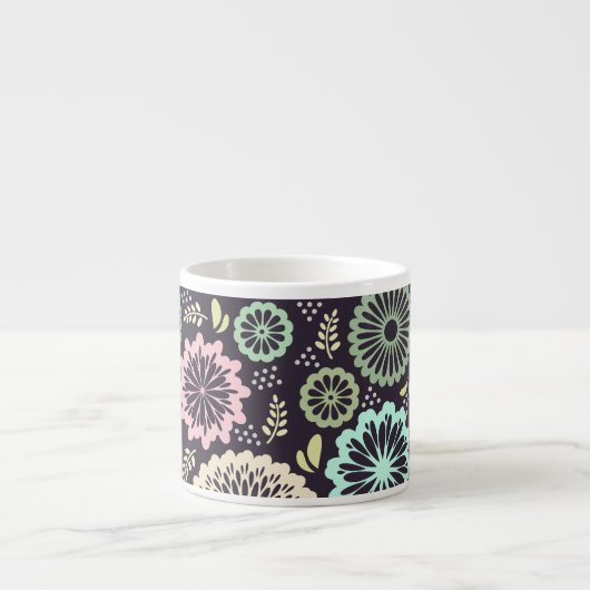 Zachte pastel roze en blauwgroen bloem  BotanicaL Espresso Kop (Voorkant)