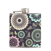 Zachte pastel roze en blauwgroen bloem  BotanicaL Heupfles (Voorkant)