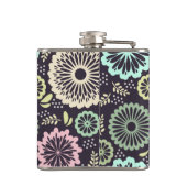 Zachte pastel roze en blauwgroen bloem  BotanicaL Heupfles (Achterkant)