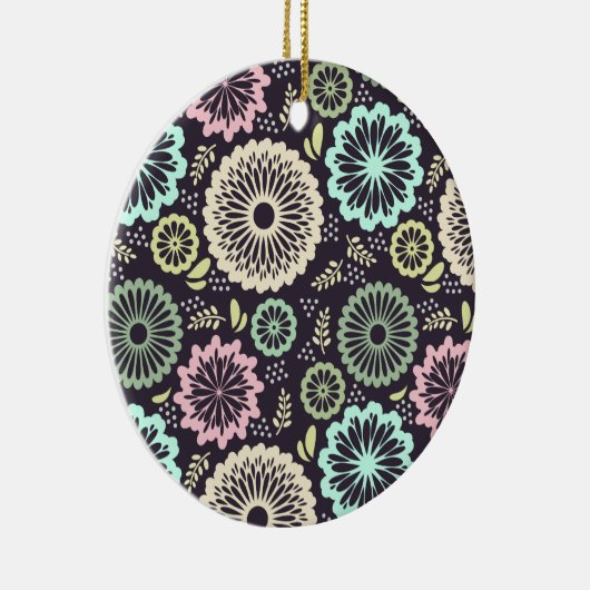 Zachte pastel roze en blauwgroen bloem  BotanicaL Keramisch Ornament (Rechts)