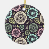 Zachte pastel roze en blauwgroen bloem  BotanicaL Keramisch Ornament (Voorkant)