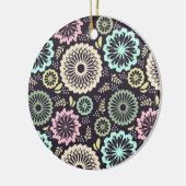 Zachte pastel roze en blauwgroen bloem  BotanicaL Keramisch Ornament (Links)