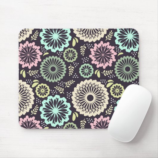 Zachte pastel roze en blauwgroen bloem  BotanicaL Muismat (Met muis)