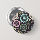 Zachte pastel roze en blauwgroen bloem BotanicaL Ronde Button 5,7 Cm (Voorkant /achterkant)