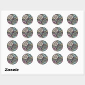 Zachte pastel roze en blauwgroen bloem  BotanicaL Ronde Sticker (Vel)