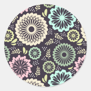 Zachte pastel roze en blauwgroen bloem BotanicaL Ronde Sticker