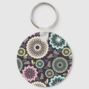 Zachte pastel roze en blauwgroen bloem  BotanicaL Sleutelhanger