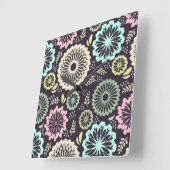 Zachte pastel roze en blauwgroen bloem  BotanicaL Vierkante Klok (Hoek)