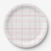 Zachte pastel roze Gingham Party Papieren Bordje (Voorkant)