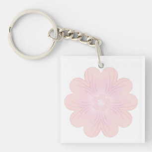 Zachte Pastel Roze Grafische Bloem Sleutelhanger