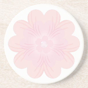 Zachte Pastel Roze Grafische Bloem Zandsteen Onderzetter