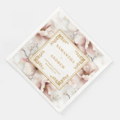 Zachte pastel roze ivoor gouden boho bloemenbruilo servet (Hoek)
