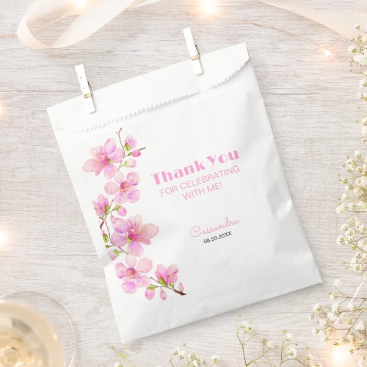 Zachte Pastel Roze Kersenbloesem Sakura Verjaardag Bedankzakje (Geknipt)