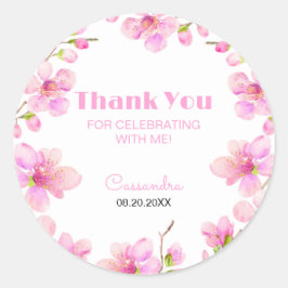 Zachte Pastel Roze Kersenbloesem Sakura Verjaardag Ronde Sticker