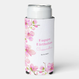 Zachte Pastel Roze Kersenbloesem Sakura Verjaardag Seltzer Blikjeskoeler