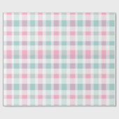 Zachte Pastel Roze Mint Gingham Witte Plaid Patroo Cadeaupapier (Vlak)