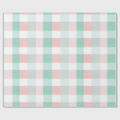 Zachte Pastel Roze Mint Gingham Witte Plaid Patroo Cadeaupapier (Vlak)