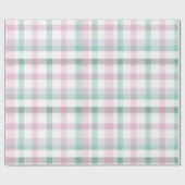 Zachte Pastel Roze Mint Gingham Witte Plaid Patroo Cadeaupapier (Vlak)