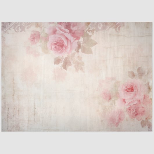 Zachte pastel roze rozen ephemera  chic tissuepapier (Voorkant)