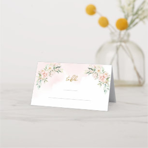 Zachte pastel roze rozen groen goud plaats kaart plaatskaartje