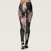 Zachte pastel roze rozentuin leggings (Achterkant)