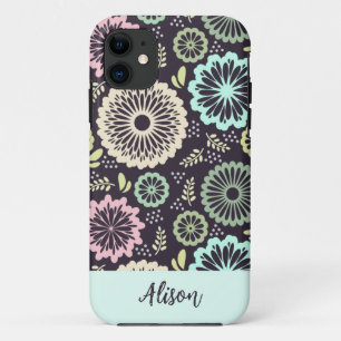 Zachte pastel roze turquoise bloem Vintage bloemna Case-Mate iPhone Case