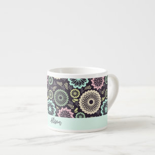 Zachte pastel roze turquoise bloem Vintage bloemna Espresso Kop