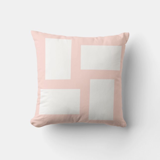 Zachte Pastel Roze & Witte Abstracte Ontwerp Kussen (Voorkant)