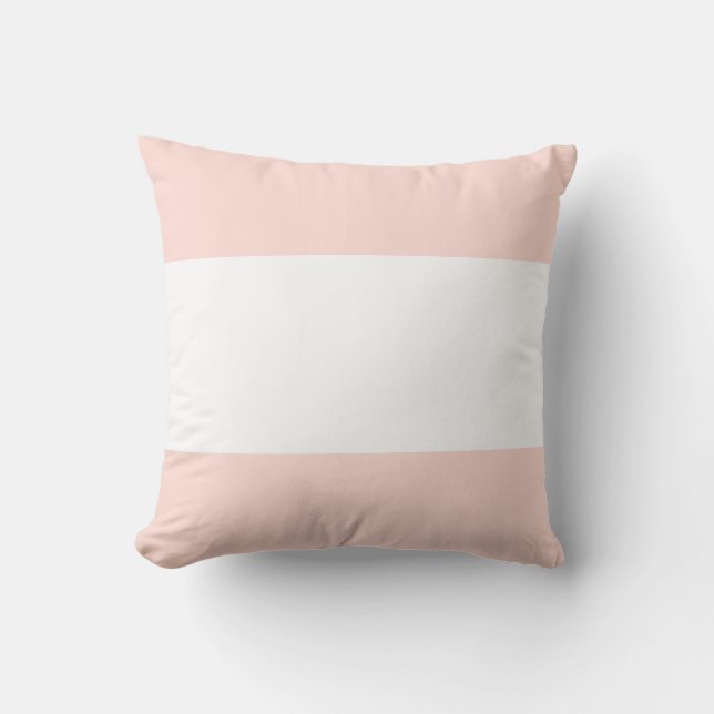 Zachte Pastel Roze & Witte Balk Design Kussen (Voorkant)