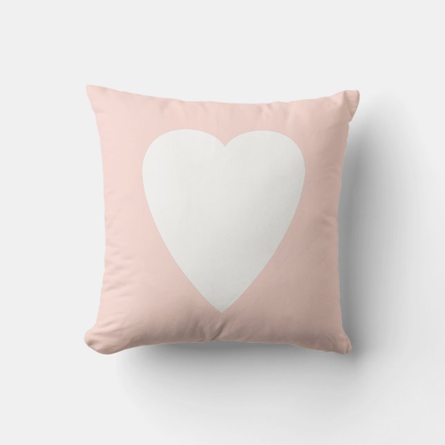 Zachte Pastel Roze & Witte Hartvormige Ontwerp Kussen (Voorkant)