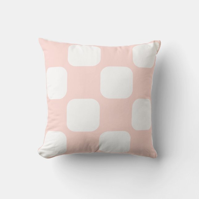 Zachte Pastel Roze & Witte Squircle Patroon Ontwer Kussen (Voorkant)