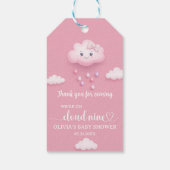 Zachte pastel roze wolk negen meisje baby shower cadeaulabel (Achterkant)