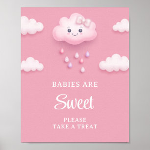 Zachte pastel roze wolk negen meisje baby's zijn z poster