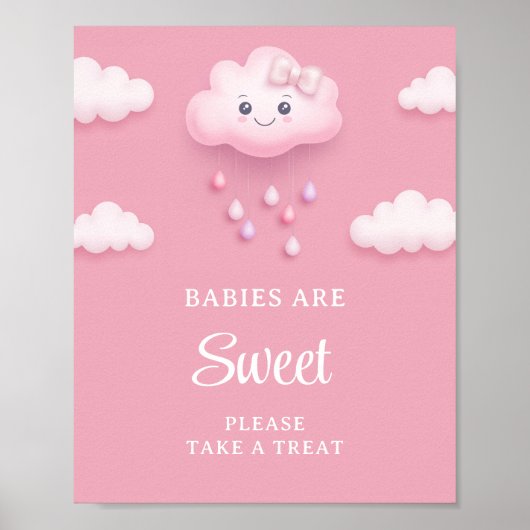 Zachte pastel roze wolk negen meisje baby's zijn z poster (Voorkant)