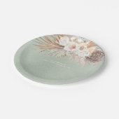 Zachte Pastel Saliegroen Pampasgras en Bloemen Papieren Bordje (Gekanteld)
